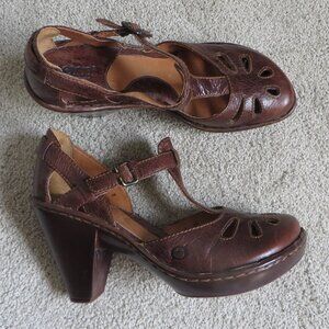 BORN Charisma Heeled sandals Size 8 Brown Leather Buckle Mary Jane #W61184